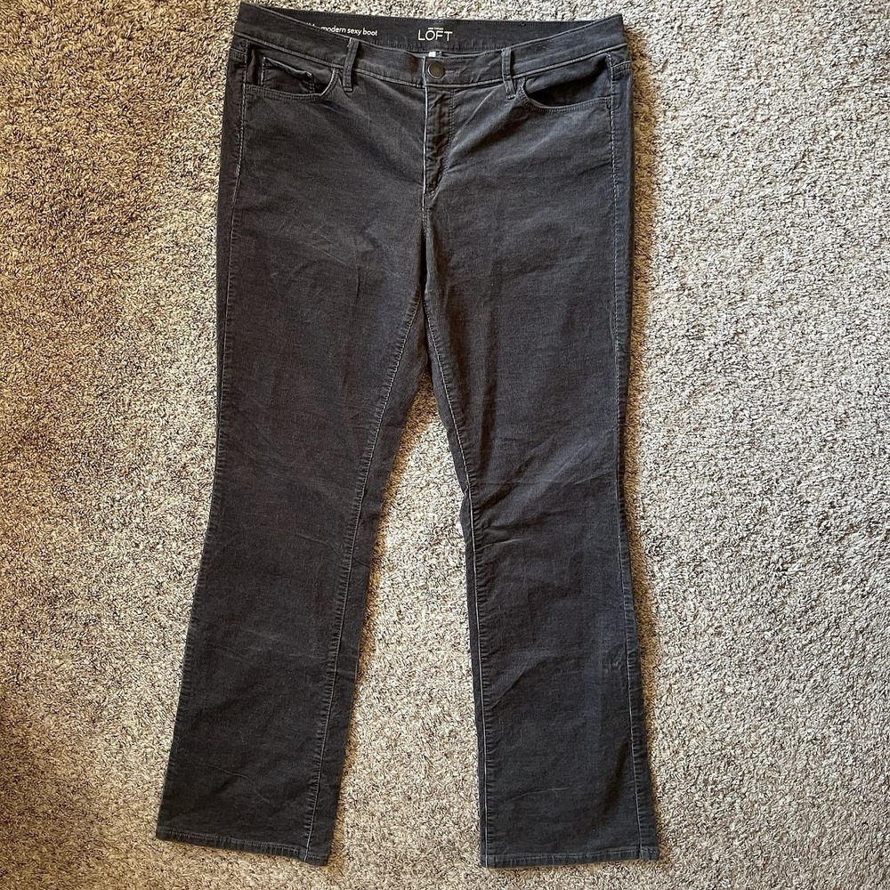 Ann Taylor Loft Corduroy Pants Women's 32/14 Charcoal Gray (36x32)